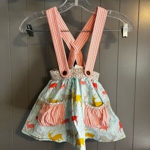 Serendipity by shrimp and grits kids multi pattern deer skirt with suspenders